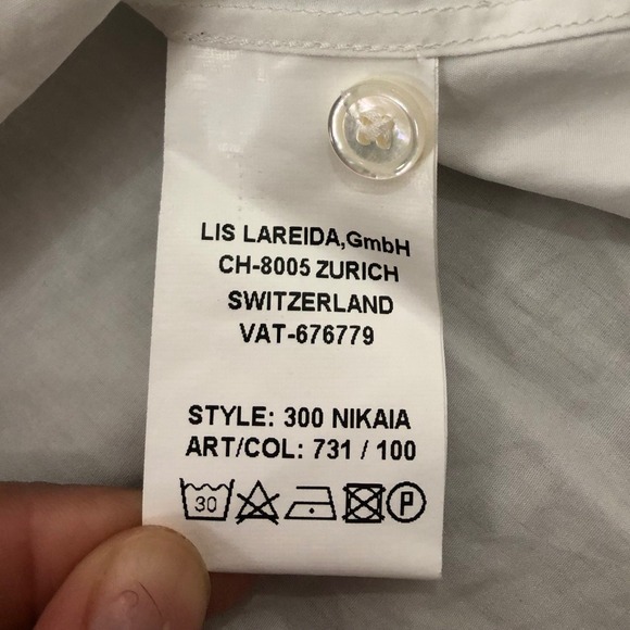 Lis Lareida Button Down Shirt Sz 40 White Sea Island Cotton David John Anderson - Picture 5 of 10